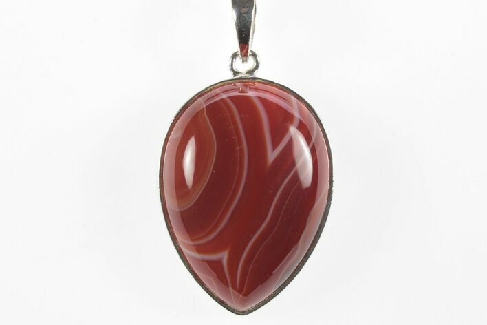 Banded Red Agate Pendant (Necklace) - Sterling Silver #244052